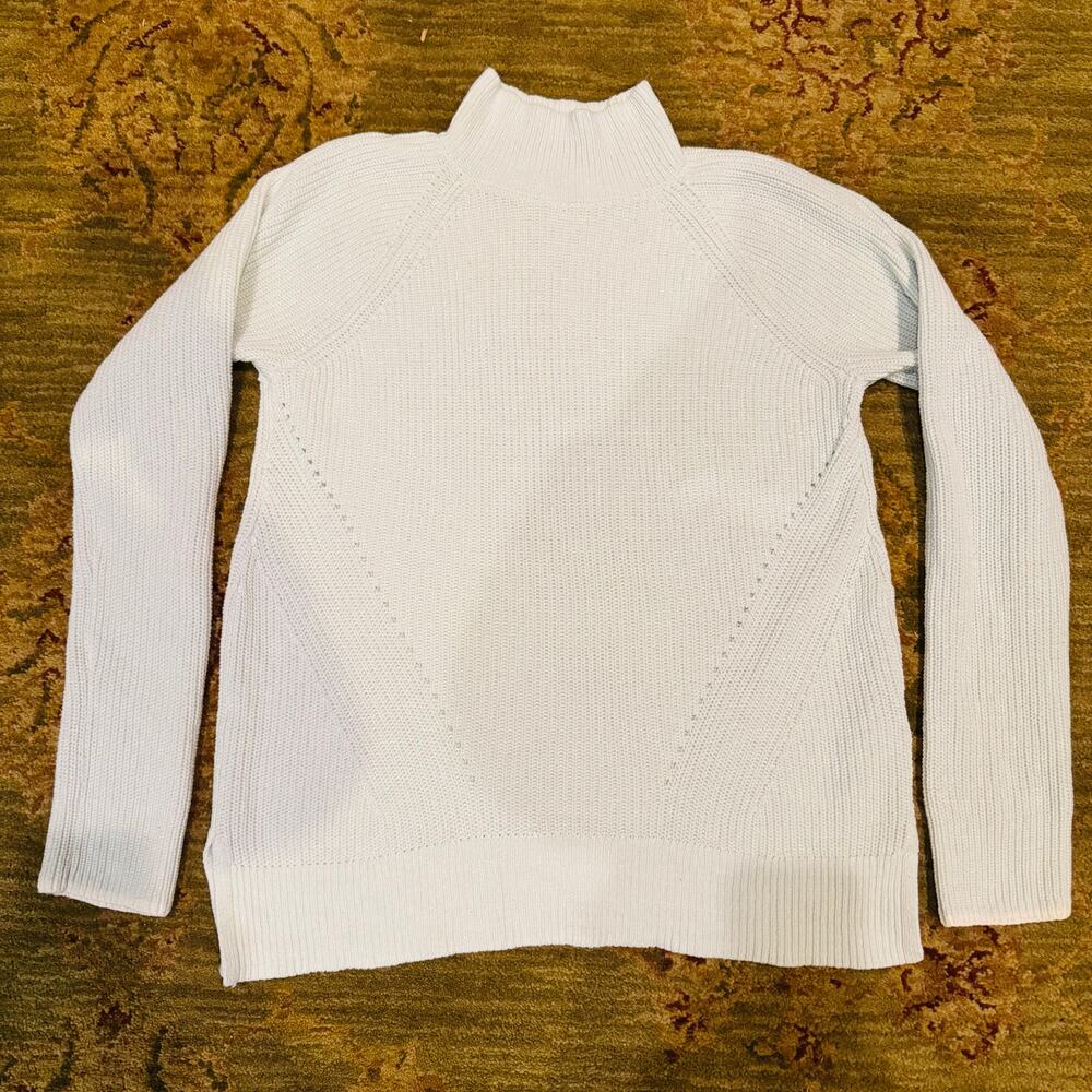 GAP Good Womens Ribbed Textured Baby Blue Mock Turtleneck Cotton Sweater Medium